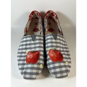 Tom’s X Once Upon A Farm Gingham Apple Flats Shoes Womens 10 Barely Worn